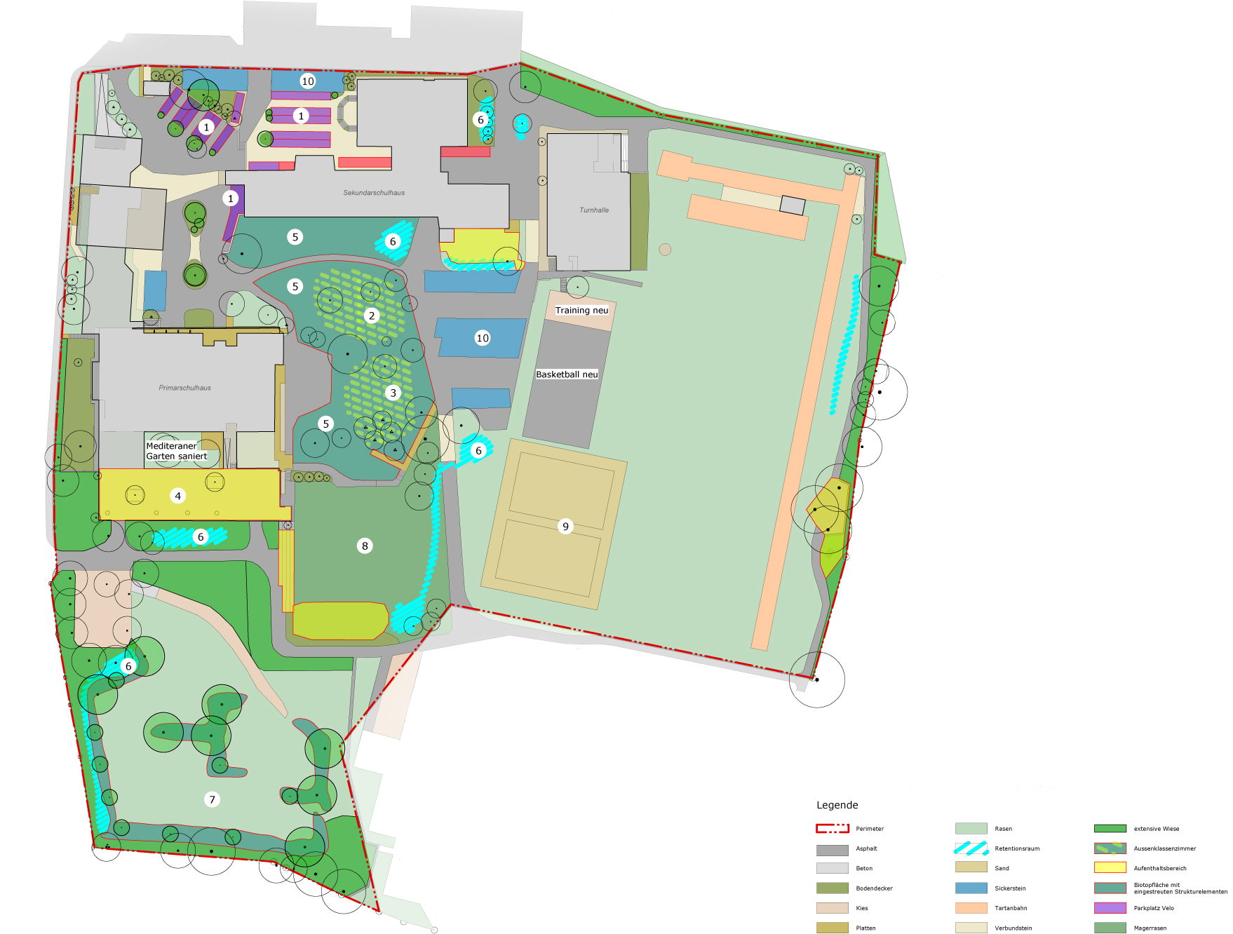 Ausschnitt Masterplan, Steiner & Partner Landschaftsarchitektur GmbH (Stand: 08.11.2021, VORABZUG)